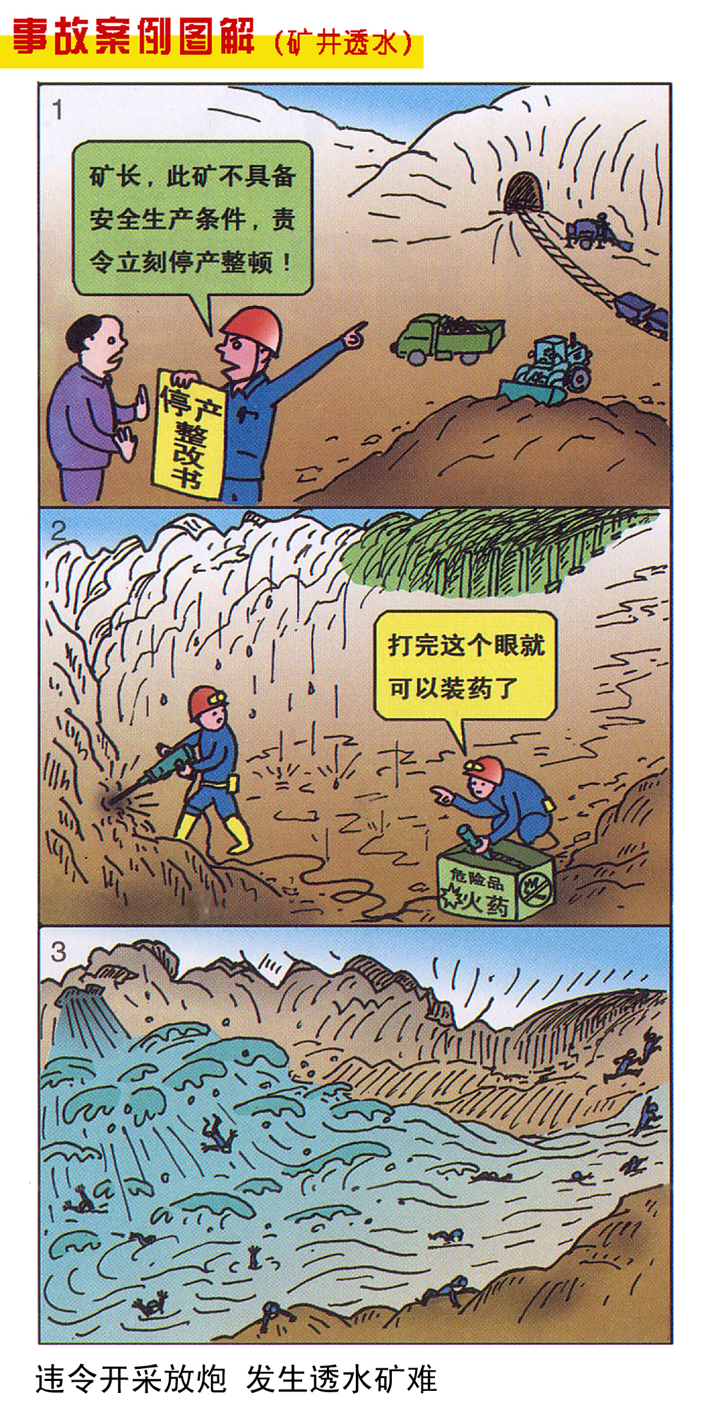 违令开采放炮 发生透水矿难